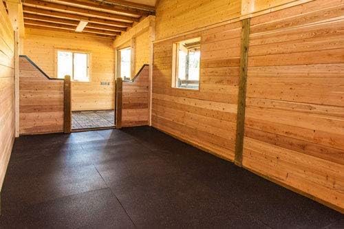 American Floor Mats - Heavy Duty Horse Stall Tiles - Thick, Durable Rubber Flooring - Solid Black - 6&