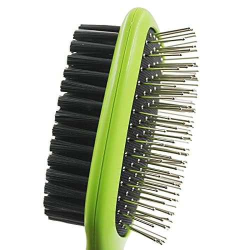H&amp;H Pets 2-in-1 Grooming Brush for Dogs &amp; Cats - Pin Slicker and Bristle Brush Combo, Perfect for Pet Hair Grooming