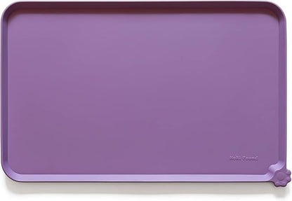 Hoki Found X-Large Silicone Pet Food Mats - Non-Slip Pet Dog Cat Bowl Placemats - Waterproof Food &amp; Water Mats for Carpet - Amethyst