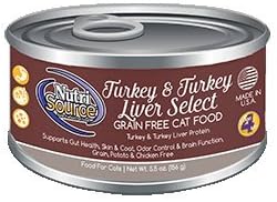 NutriSource Grain Free Turkey &amp; Turkey Liver Select Canned Cat Food 12/5.5oz