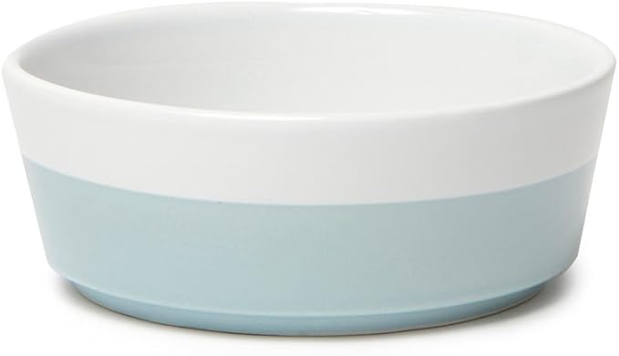 Waggo Dipper Ceramic Dog Bowl for Small and Large Breeds - Heavyweight and Durable Pet Food and Water Dish Crock, Dishwasher Safe, Modern (Cloud, Small)