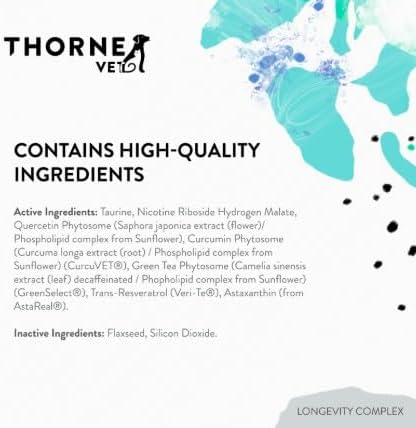 ThorneVet Longevity Supplement for Dogs &amp; Cats - Powder Formula to Support Healthy Aging, Inflammation Balance, and Cellular Vitality – 90 Scoops