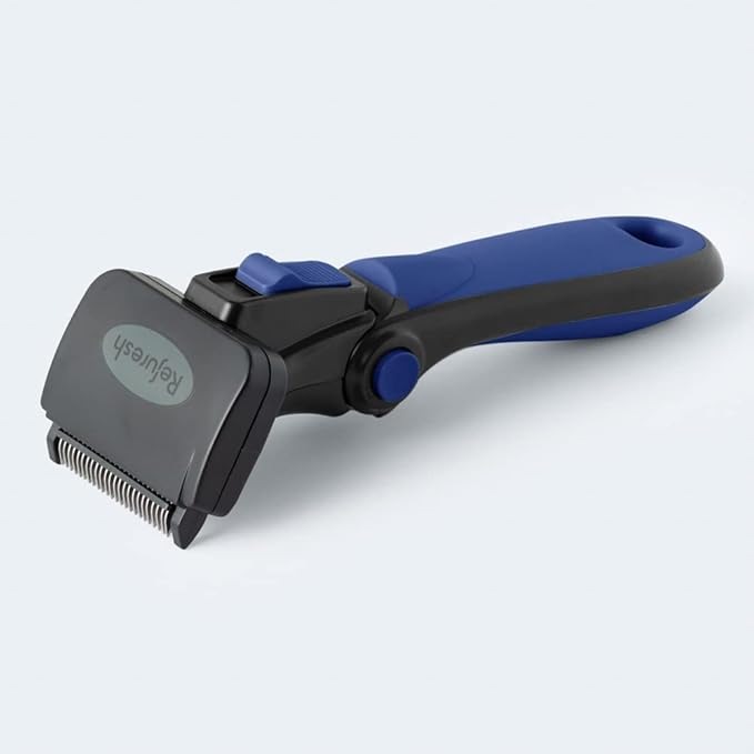 Deshedding Dog Brush for Long Hair (Small,Blue) – Gentle Deshedding tool for Dogs &amp; Cats – Reduces shedding, without damaging topcoat. Removes Loose Fur &amp; Dead Undercoat.