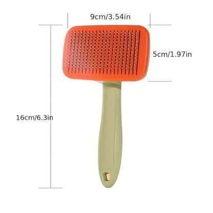 Self‑Cleaning Pet Grooming Brush for Dogs &amp; Cats – One‑Click Fur Release, Soft Rounded Bristles Massage, Ergonomic Non‑Slip TPR Handle, Safe Deshedding Tool for All Hair Types