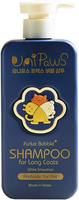 Unipaws Biotin Dog Shampoo for Long-Haired Coats – Deshedding, Detangling &amp; Moisturizing for Silky, Tangle-Free Fur with Probiotics - EWG Green &amp; Light Elegent Scent, Made in Korea, 16.9 Fl Oz / 500ml