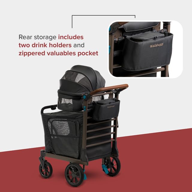 Pet Two Foldable Cart - Adjustable &amp; Portable Pet Stroller with Caddy, Foam Filled Rubber Wheels, Storage - Carriage for Small &amp; Medium Dogs, Cats Under 75 lbs