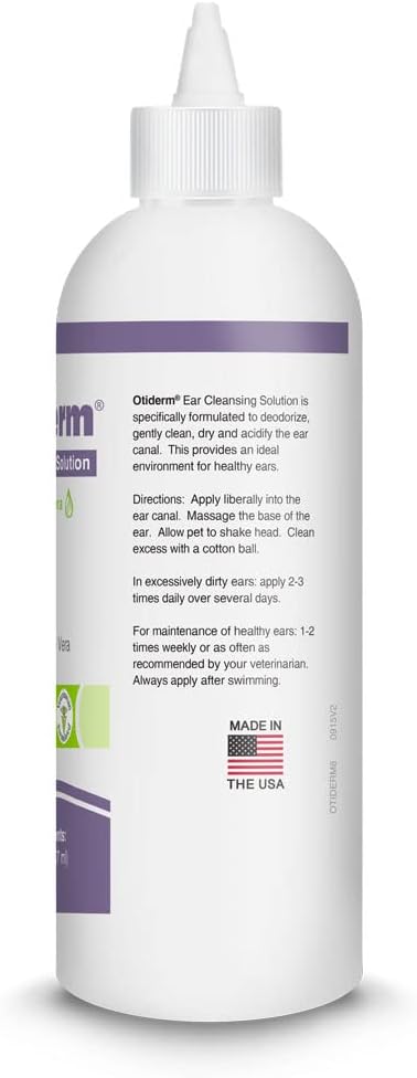 Ear Cleansing Solution with Aloe Vera for Dogs &amp; Cats, Anti-Irritant Formula with Neutral pH and Aloe Vera, Deodorize &amp; Gently Clean - 8 fl oz