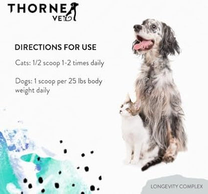 ThorneVet Longevity Supplement for Dogs &amp; Cats - Powder Formula to Support Healthy Aging, Inflammation Balance, and Cellular Vitality – 90 Scoops