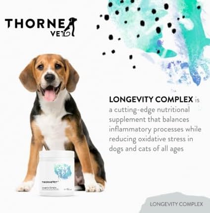 ThorneVet Longevity Supplement for Dogs &amp; Cats - Powder Formula to Support Healthy Aging, Inflammation Balance, and Cellular Vitality – 90 Scoops