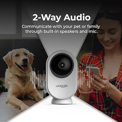 Waggle Dog Temperature Monitor &amp; Pet Camera Bundle for RVs - Portable WiFi Cam (128GB) with Motion Alert &amp; Remote Access | Watch Pets While Travelling