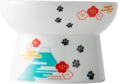 Necoichi Raised Stress Free Cat Food Bowl, Elevated, Backflow Prevention, Dishwasher and Microwave Safe, No.1 Seller in Japan! (Fuji Limited Edition, Regular)