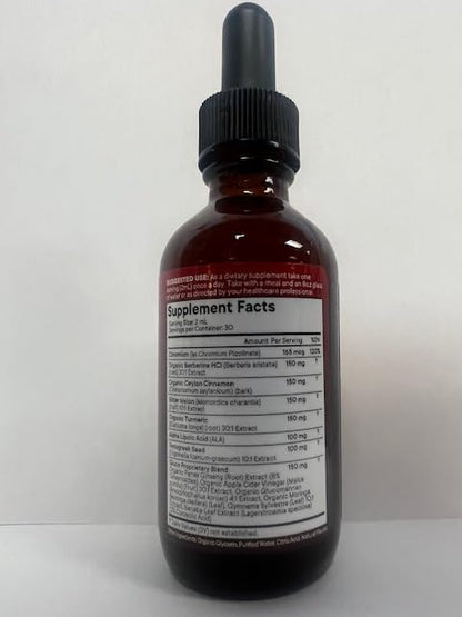Berberine with Ceylon Cinnamon Supplement Liquid Drops + Bitter Melon Extract, Glucomannan, Gymnema, Chromium, Turmeric, Panax Ginseng, Moringa- 8 OZ
