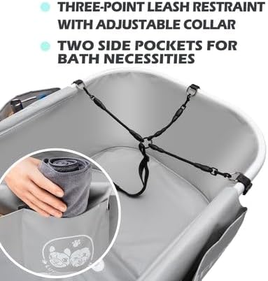 Premium Elevated &amp; Foldable Dog Bathtub – 5 Adjustable Heights for Back-Friendly Grooming. Portable Indoor/Outdoor Pet Washing Station, Supports Small &amp; Medium Dogs up to 140 lbs