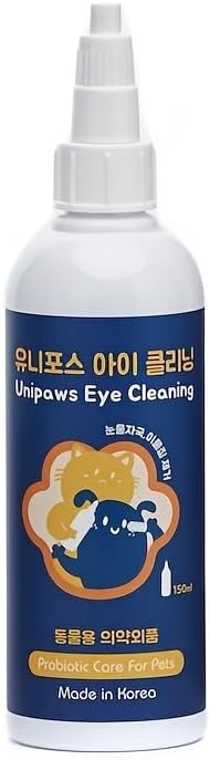 UNIPAWS Pet Tear Stain Remover &amp; Eye Area Cleaner – Vet-Recommended Grooming Solution for Dogs &amp; Cats – Reduces Stains, Comforts Watery, Itchy Eyes – Probiotic &amp; Plant-Based Formula, 5.1 fl oz