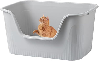 Vealind Jumbo Litter Box, XL Litter Boxes for Big Cats, Extra Large Space, High Sided Litter Pan, Leak-Proof &amp; Anti-Splashing, Easy Clean &amp; Durable (25” * 17” * 13” Grey)