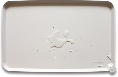 Hoki Found L Silicone Pet Food Mats - Non Slip Cat &amp; Dog Bowl Mats - Waterproof &amp; Carpet Safe - Cream Brown
