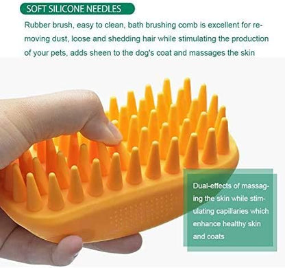 Pet Silicone Shampoo Brush for Long &amp; Short Hair Medium Large Pets Dogs Cats, Anti-skid Rubber Dog Cat Pet Mouse Grooming Shower Bath Brush Massage Comb (Blue (New))