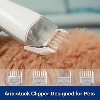 Pet Grooming Kit with 3.4L Oversized Vacuum Suction - 99% Pet Hair Removal - Professional Dog Clippers &amp; Shedding Tools for Cats, Teddy, Poodle, Golden Retrievers (Metallic Orange &amp; White)