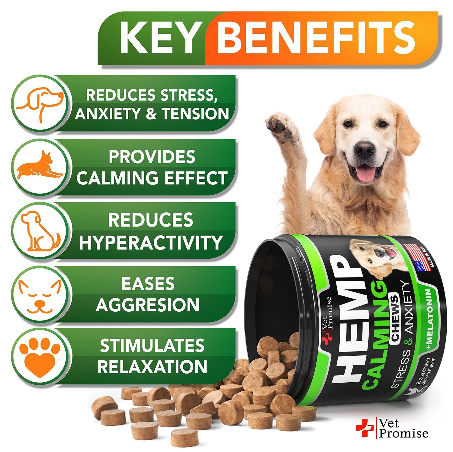Hemp Calming Chews for Dogs 120 Count Anxiety &amp; Stress Relief