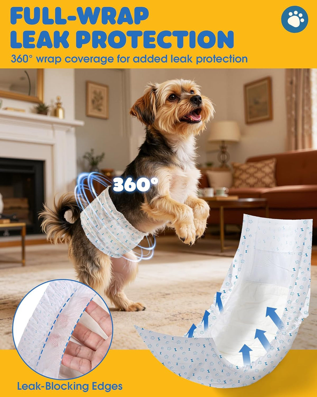 Male Dog Diapers 96 Count Small Belly Bands Leakproof Absorbent Wraps