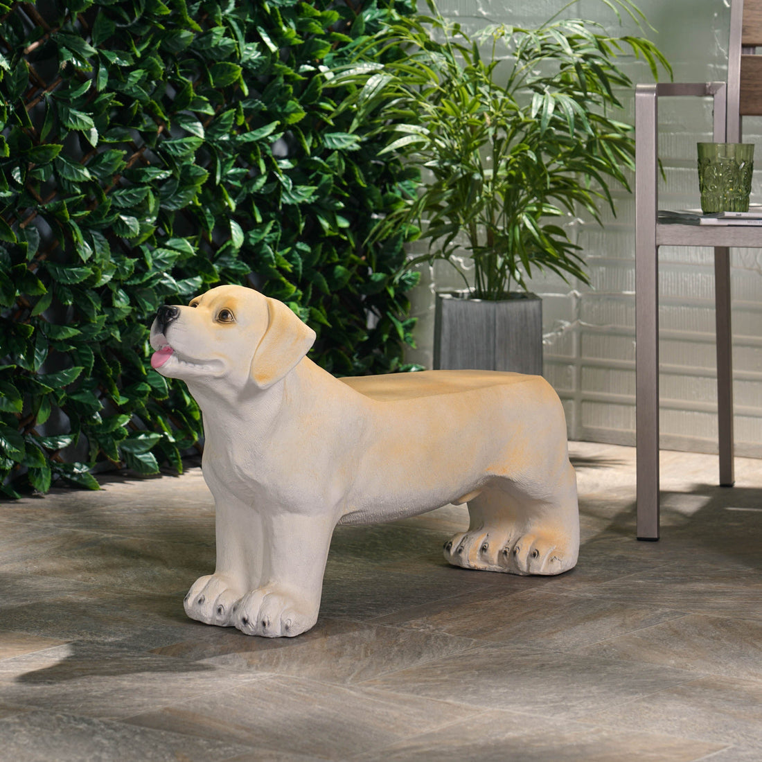 MGO Dog Bench, Outdoor Light Brown, No Assembly Required