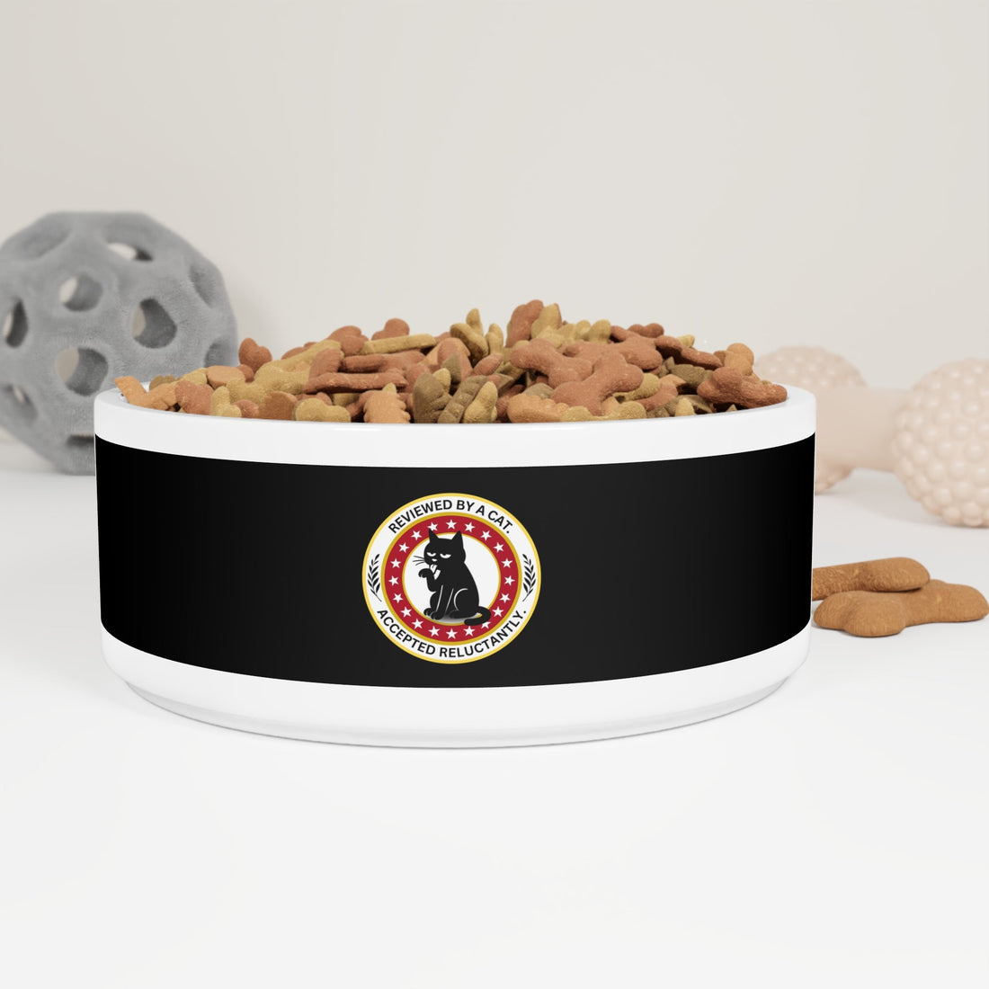Black Ceramic Pet Bowl with Cat Accepted Emblem — Durable Food &amp; Water Dish for Dogs &amp; Cats