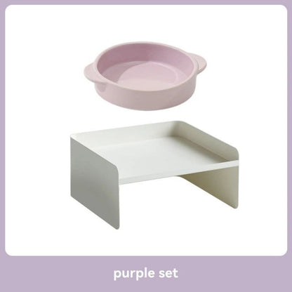 The Pet Bowl Is Made Of Metal, With A Ceramic Base And High Legs To Protect The Cat&