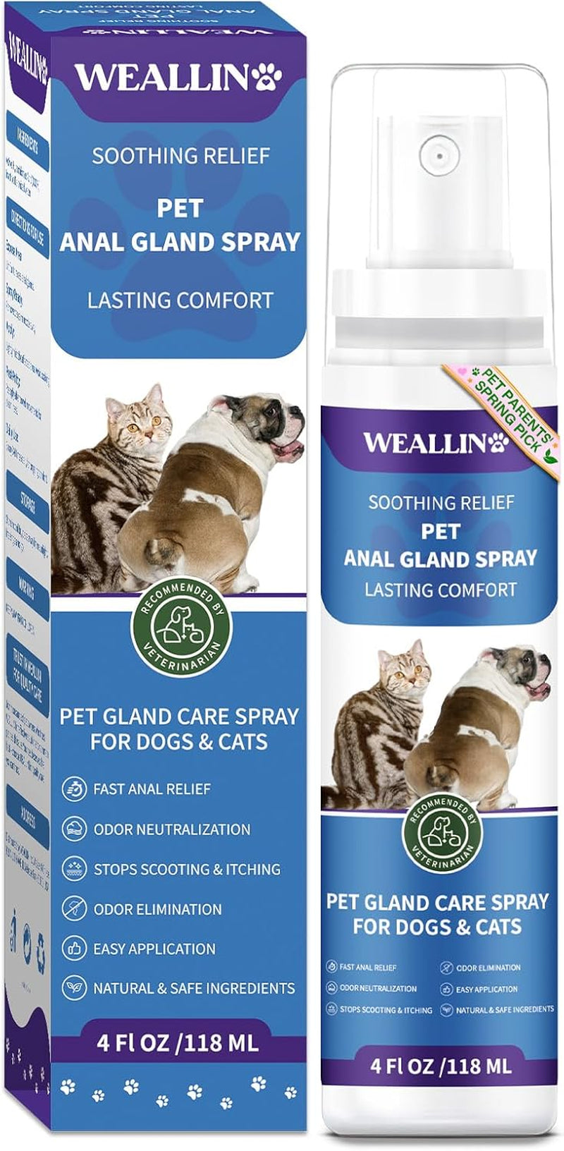 Dog Anal Gland Spray Relief Anti Itch Odor Control Safe Cats 4oz
