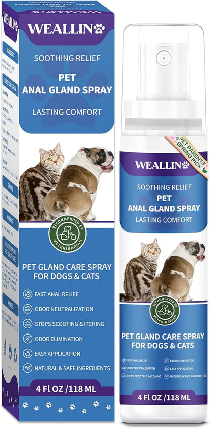 Dog Anal Gland Spray Relief Anti Itch Odor Control Safe Cats 4oz