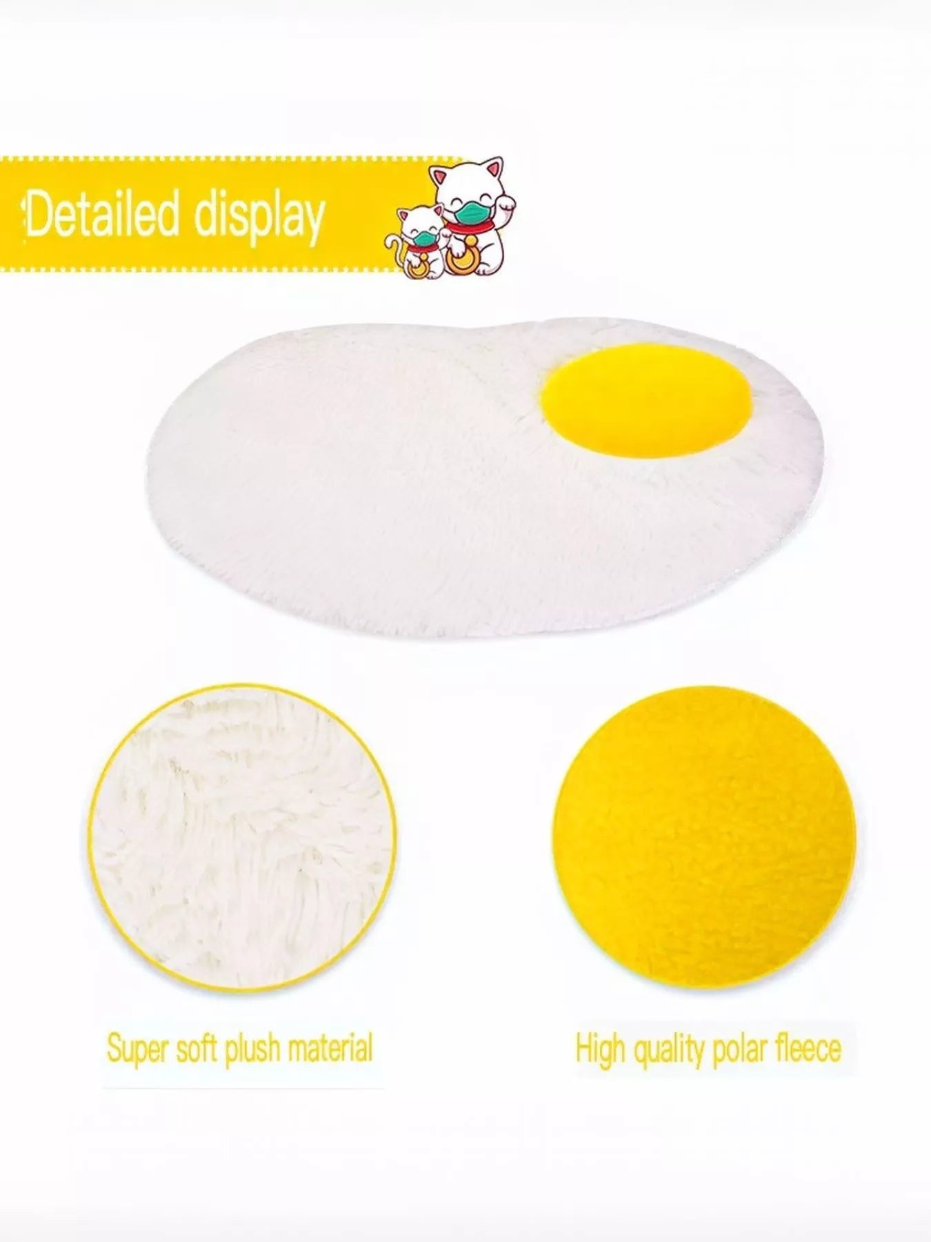 Fried Egg Design Plush Pet Mat