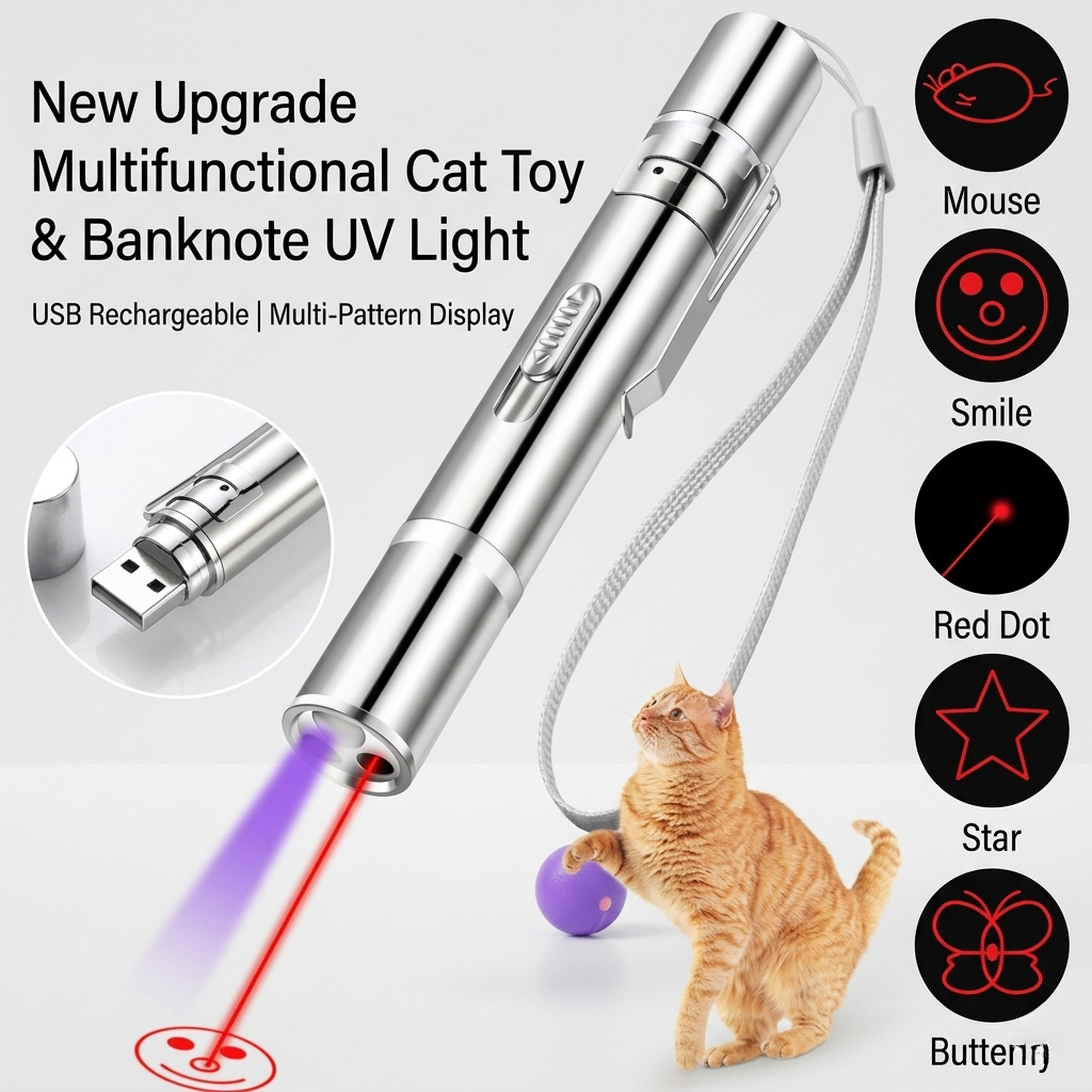 3-in-1 Laser Pet Toy &amp; UV Flashlight Pen