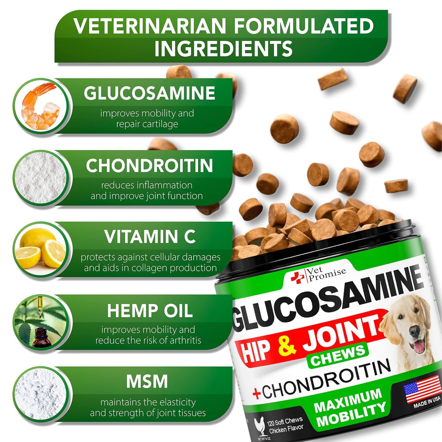Glucosamine for Dogs Hip &amp; Joint Supplement 120 Mobility Chews