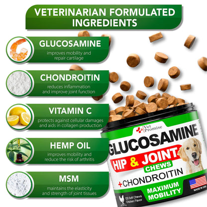 Glucosamine for Dogs Hip &amp; Joint Supplement 120 Mobility Chews