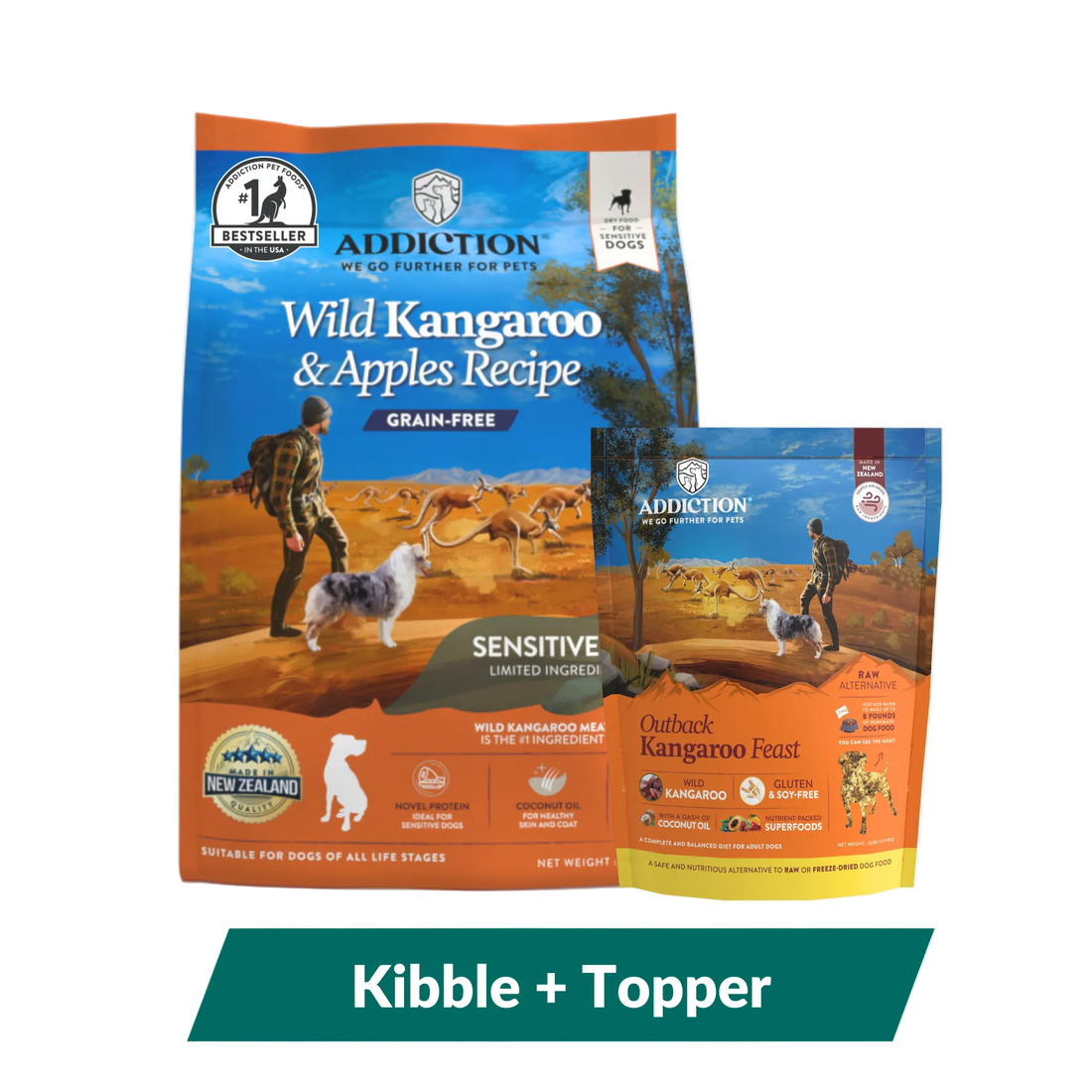 Addiction Outback Kangaroo Feast &amp; Wild Kangaroo &amp; Apples Dry Dog Food Bundle