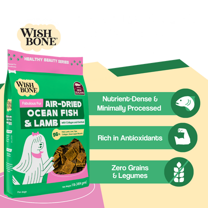 Wishbone Air-Dried Ocean Fish &amp; Lamb Recipe Dog Food - 454g
