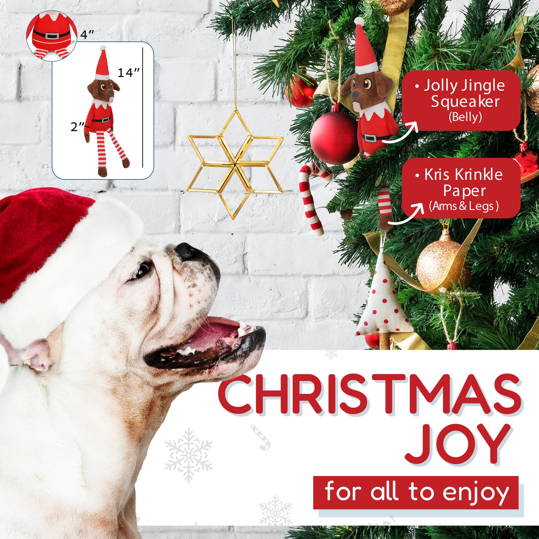 PUPROAR Pooch on a Perch | Elf Dog Toy &amp; Christmas Dog Toy