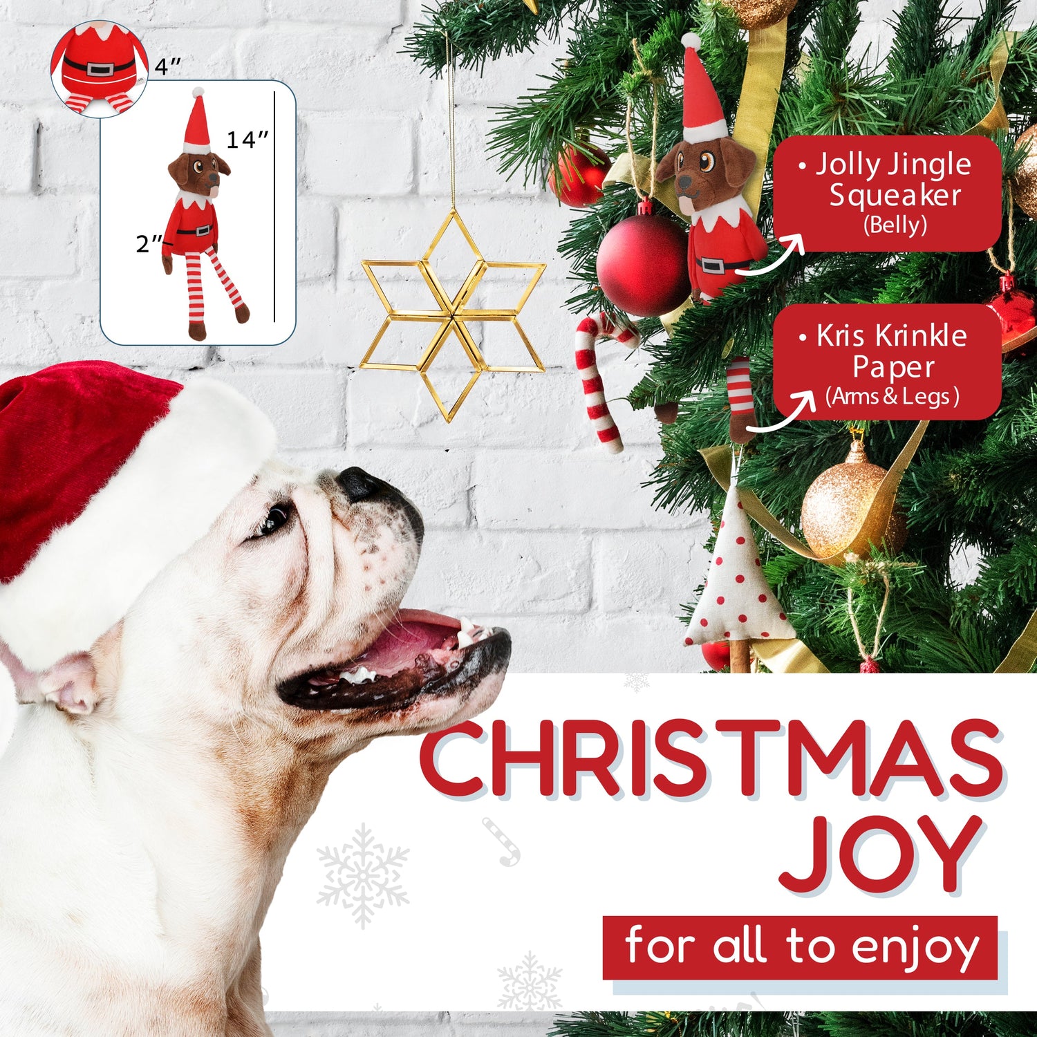 PUPROAR Pooch on a Perch | Elf Dog Toy &amp; Christmas Dog Toy