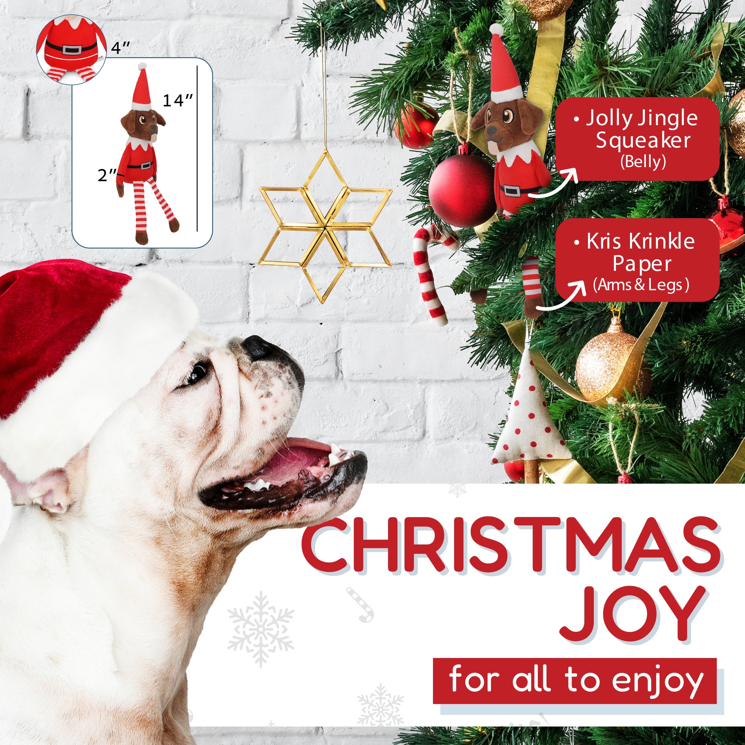 PUPROAR Pooch on a Perch | Elf Dog Toy &amp; Christmas Dog Toy