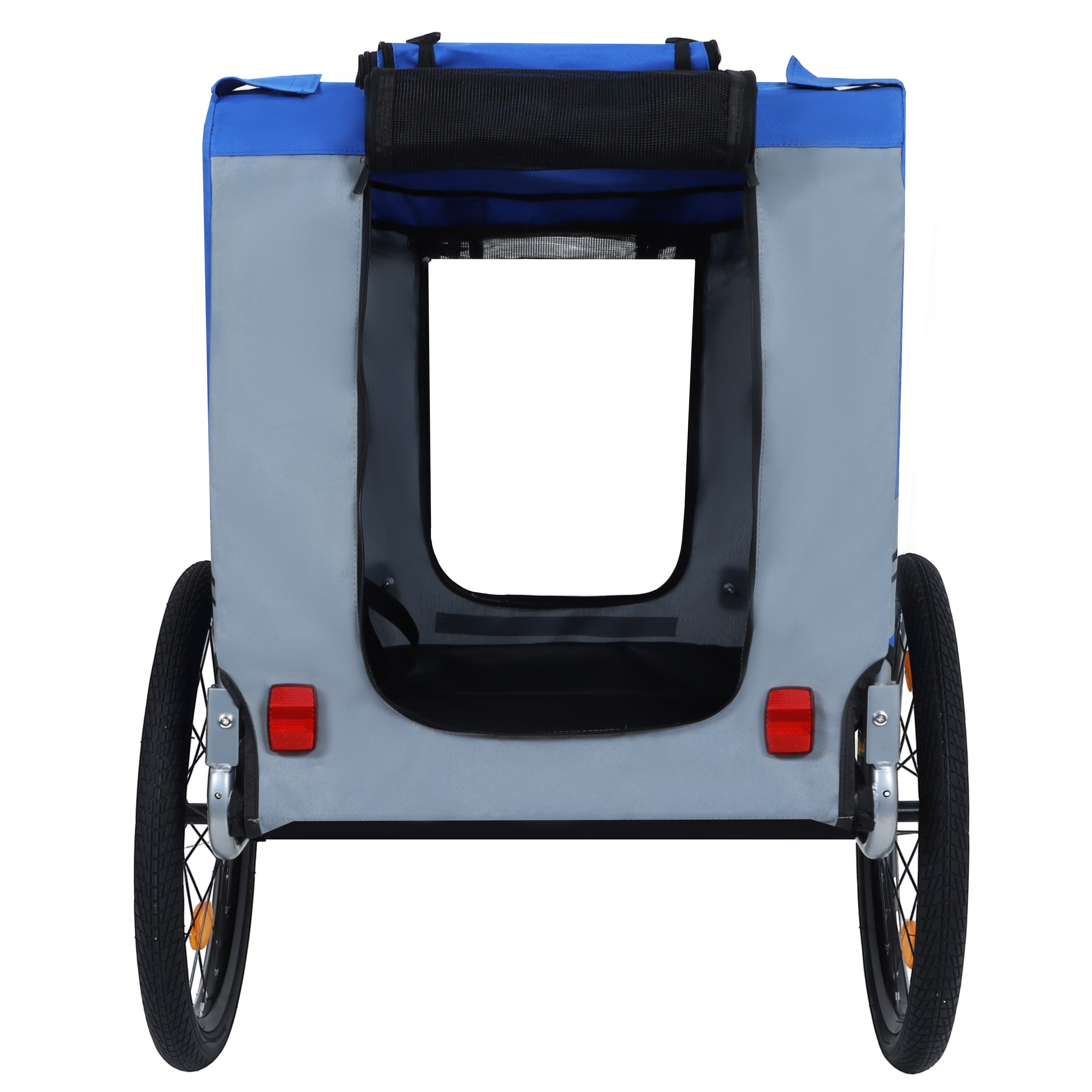 Large Folding Bike Trailer for Dogs – 66LB Capacity All-Terrain Pet Carrier, Durable Steel Frame for Cycling, Jogging, Camping &amp; Outdoor Adventures, Blue-Gray