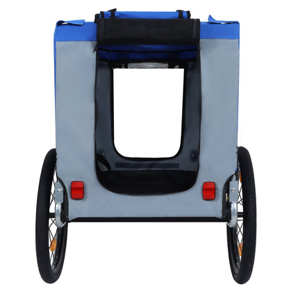Large Folding Bike Trailer for Dogs – 66LB Capacity All-Terrain Pet Carrier, Durable Steel Frame for Cycling, Jogging, Camping &amp; Outdoor Adventures, Blue-Gray