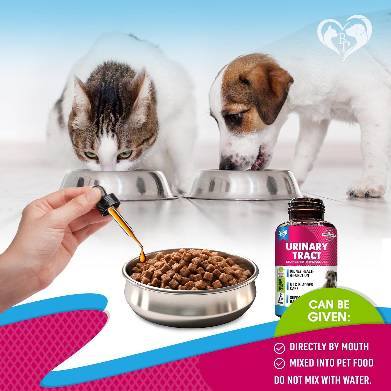 Cat &amp; Dog UTI Treatment Drops 60 ml 2-Pack Cranberry &amp; D-Mannose Bladder Support