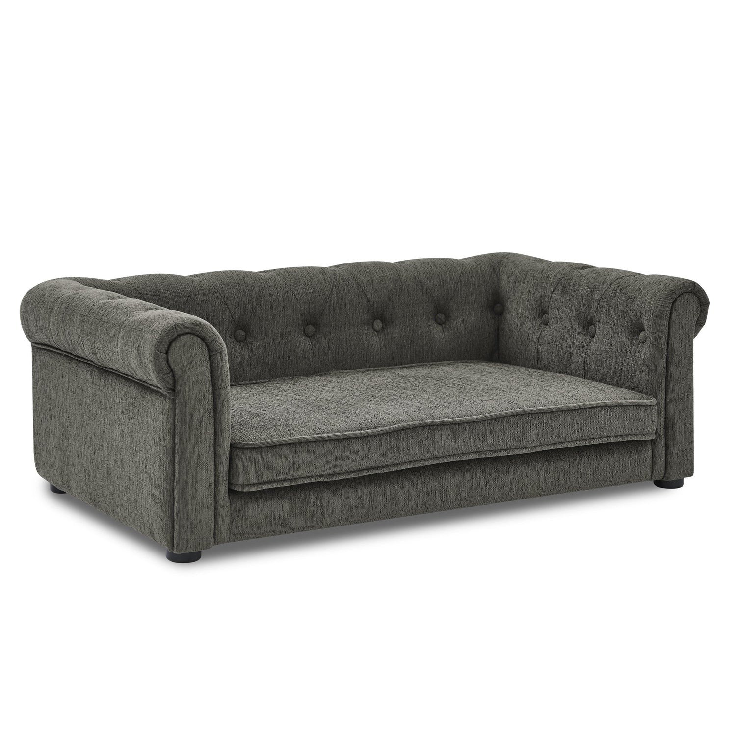 Modern Style Elegant Rectangle Pet Bed for Small and Medium Dogs, Durable Elevated Dog Sofa, Dark Grey Foam