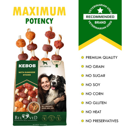 Rawhide Treats for Dogs Duck &amp; Chicken Human-Grade 10.6 oz