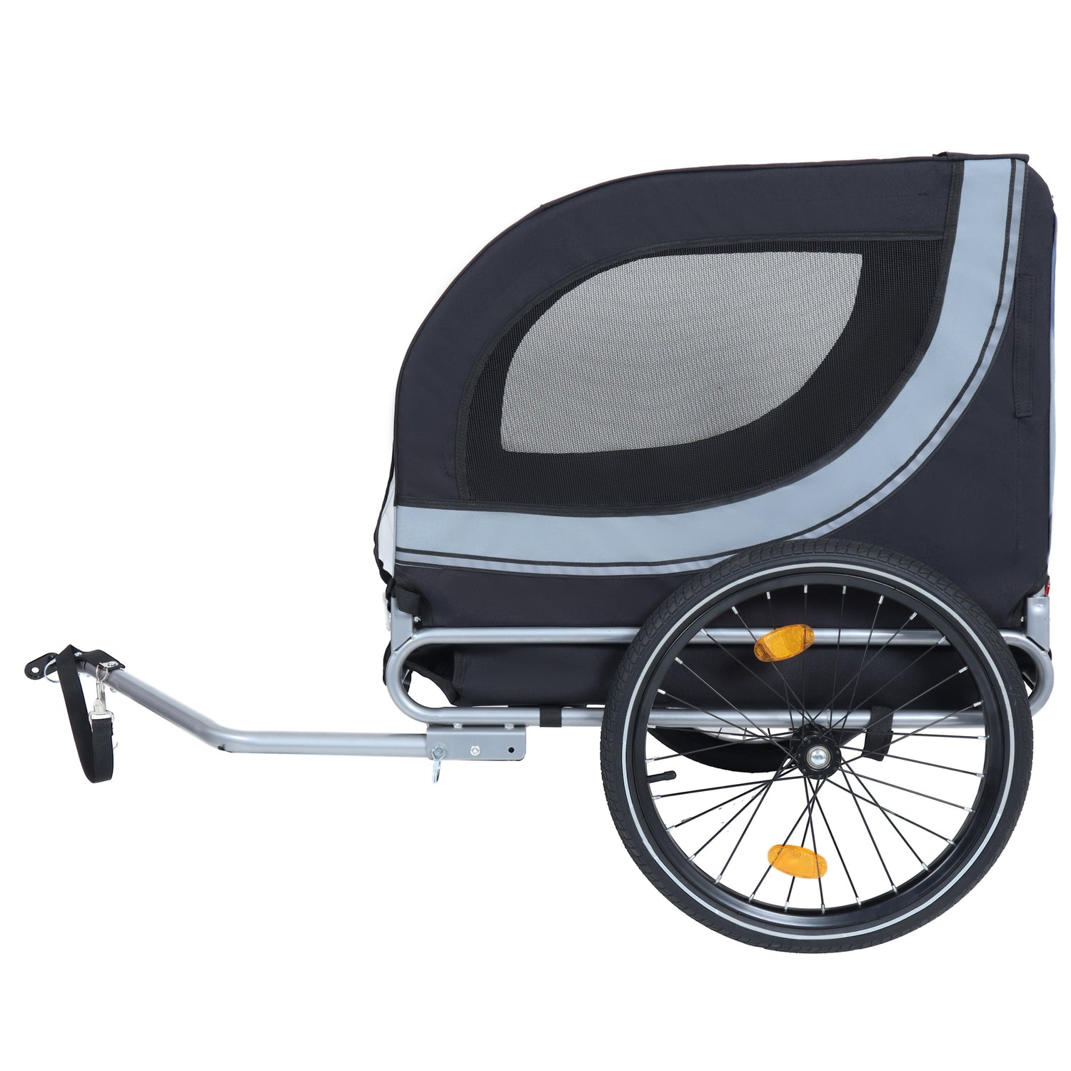 Large Folding Bike Trailer for Dogs – 66LB Capacity All-Terrain Pet Carrier, Durable Steel Frame for Cycling, Jogging, Camping &amp; Outdoor Adventures, Black- Gray