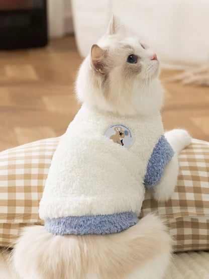 Cozy Plush Pet Sweater with Cute Patch