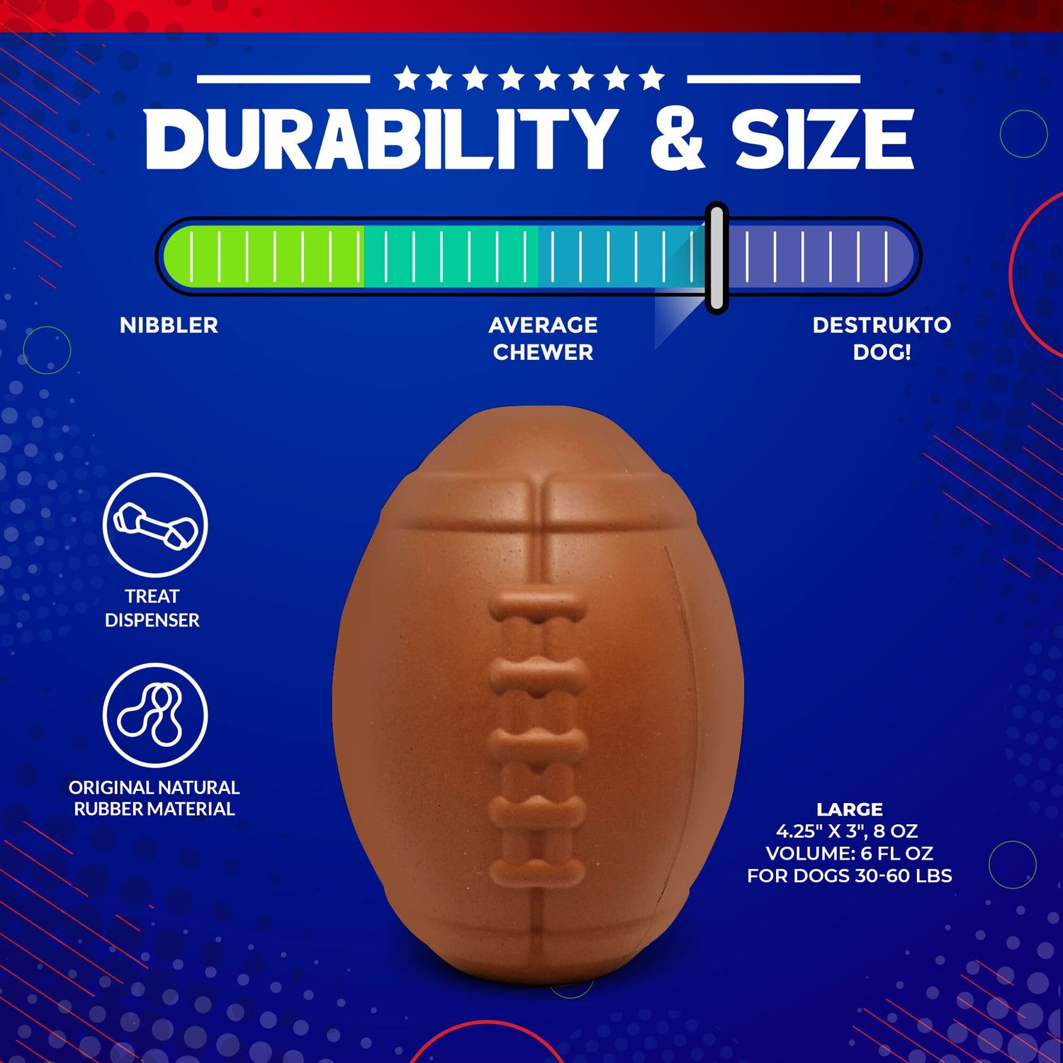 Football Dog Chew Toy &amp; Treat Dispenser - USA Made | SodaPup