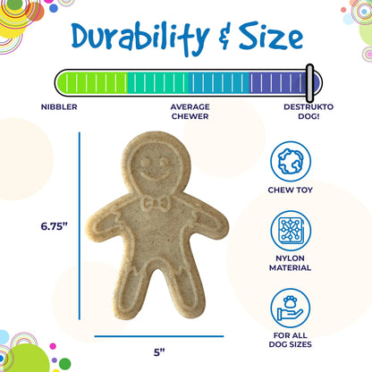 Gingerbread Man Nylon Dog Chew Toy for Aggressive Chewers | USA Made