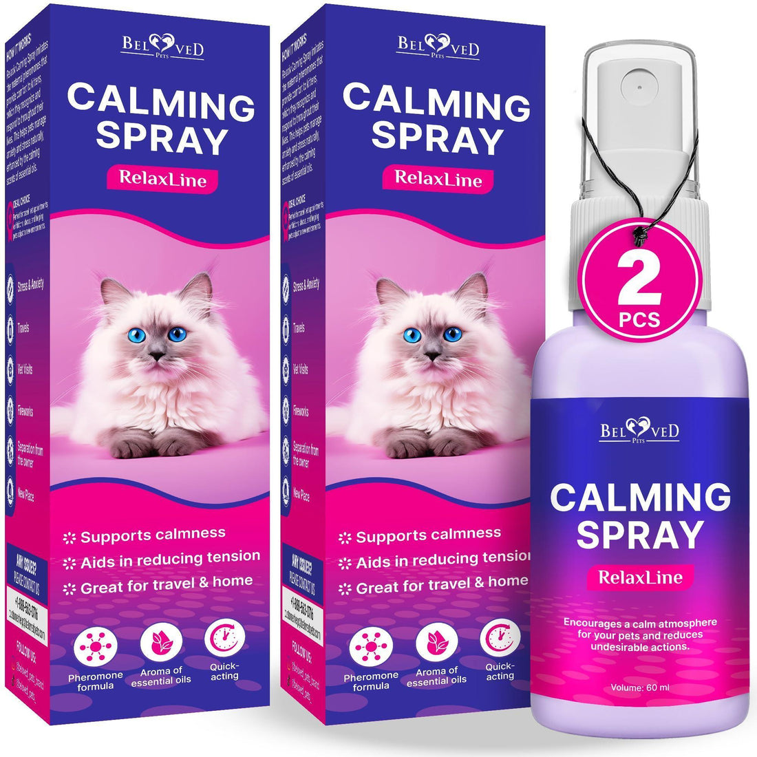 Calming Pheromone &amp; Scratch-Repellent Spray for Cats 100 ml 2-Pack