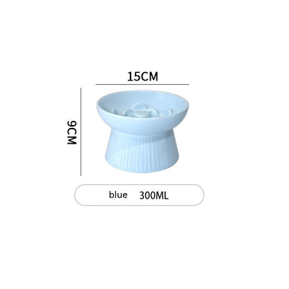 Ceramic Pet Cat Bowl Dog Bowl Anti-choke And Slow Food Anti-tumble High Foot Neck Protection Rice Bowl