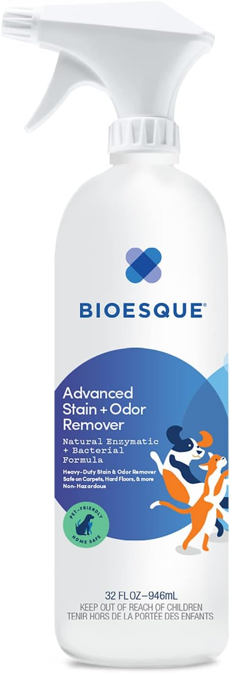 Bioesque Advanced Stain + Odor Remover, Pet-Friendly Natural Enzymatic &amp; Bacterial Formula, Heavy-Duty Stain &amp; Odor Remover, Safe on Carpets, Hard Floors, &amp; More, 32 Fl Oz (Pack of 6)